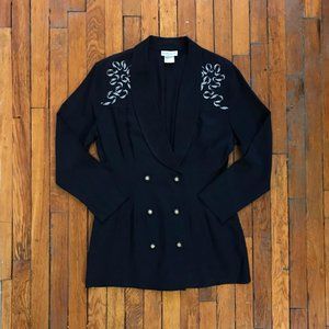 Vintage 80's Blondie and Me Made in USA Women Black Button Up Blazer Suit Jacket
